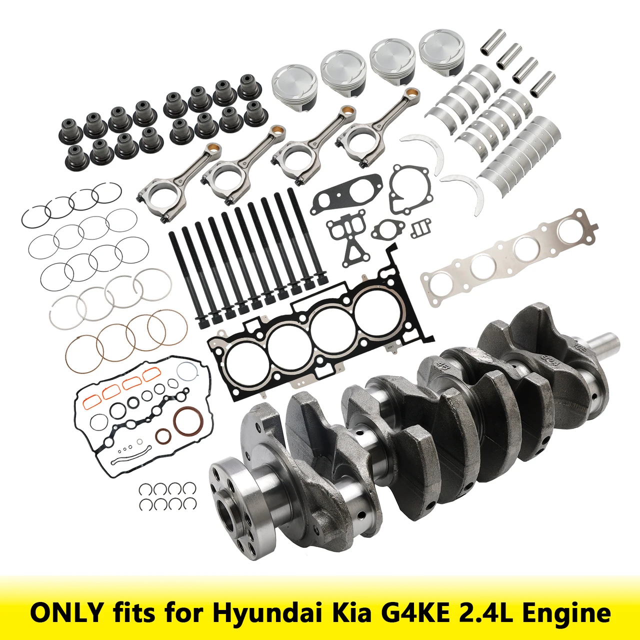 2007-2020 Hyundai Azera Grandeur Santa Fe Sonata Tucson G4KE 2.4L Engine Overhaul Rebuild Kit & Crankshaft & Con Rods Generic