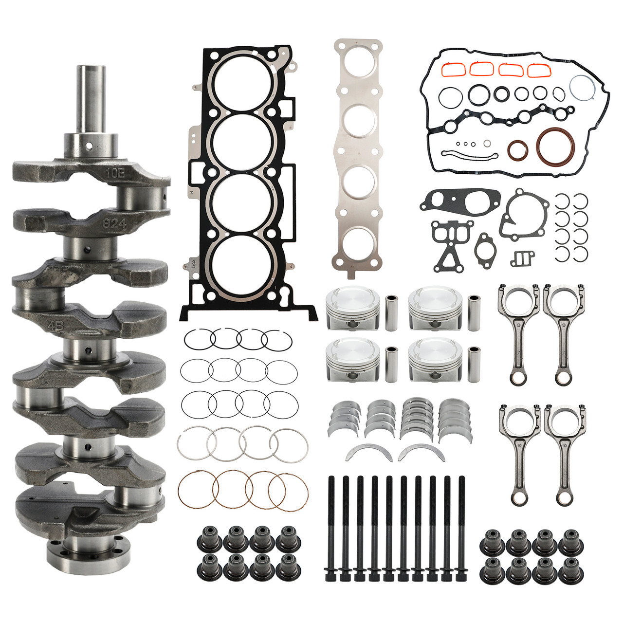 2008-2021 Kia Cadenza Forte Optima Rondo Sportage Sorento G4KE 2.4L Engine Overhaul Rebuild Kit & Crankshaft & Con Rods Generic