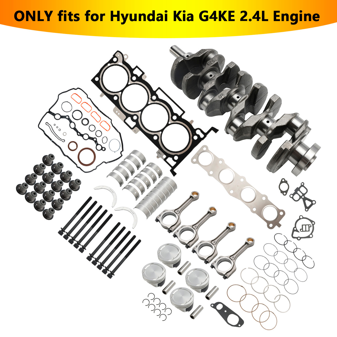 2008-2021 Kia Cadenza Forte Optima Rondo Sportage Sorento G4KE 2.4L Engine Overhaul Rebuild Kit & Crankshaft & Con Rods Generic