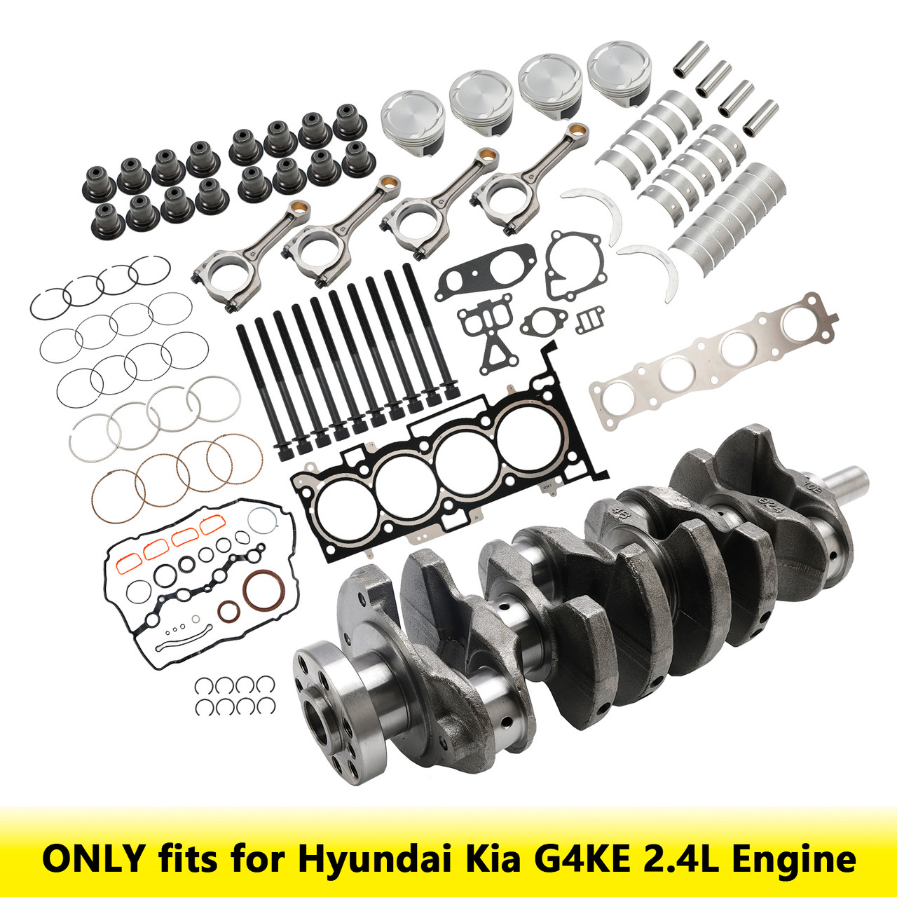 2008-2021 Kia Cadenza Forte Optima Rondo Sportage Sorento G4KE 2.4L Engine Overhaul Rebuild Kit & Crankshaft & Con Rods Generic