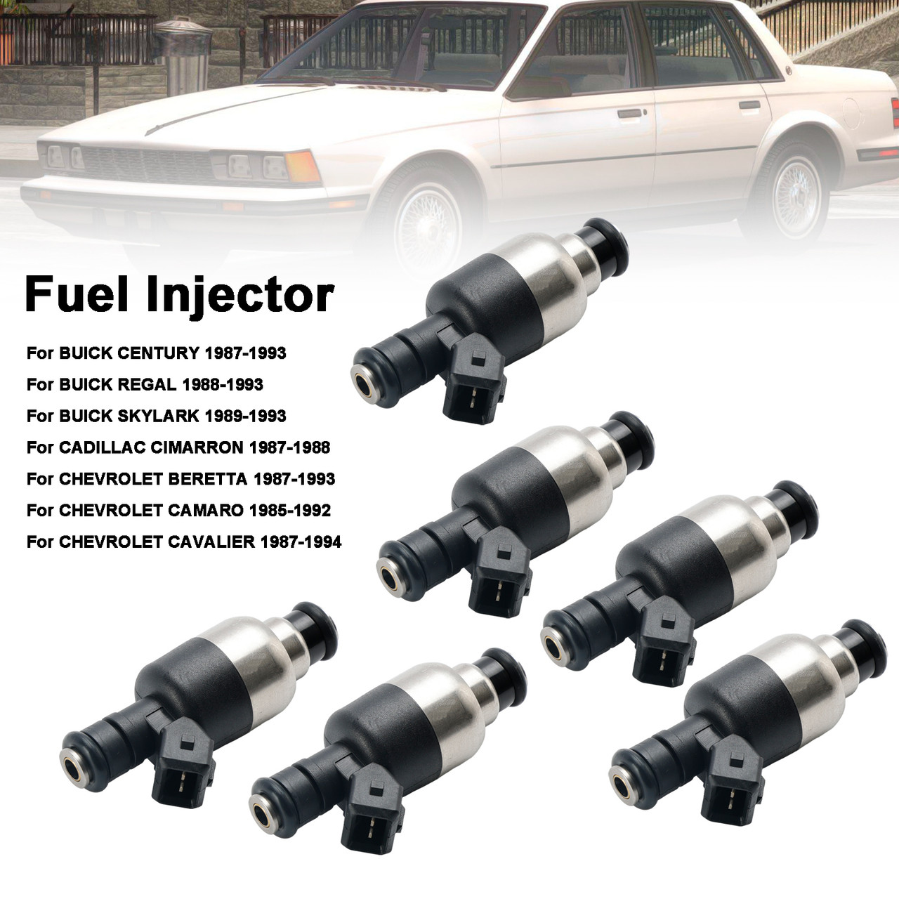 1987-1988 CADILLAC CIMARRON 6PCS Fuel Injector 5235136 Silver Generic
