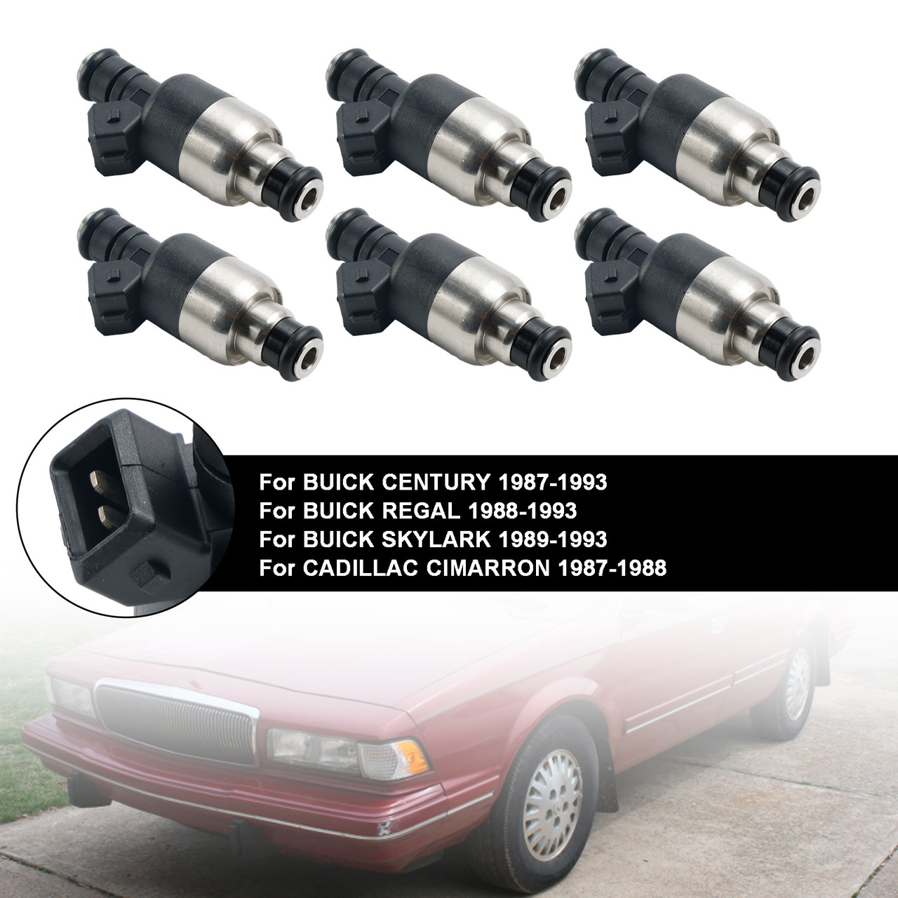 1987-1988 CADILLAC CIMARRON 6PCS Fuel Injector 5235136 Silver Generic