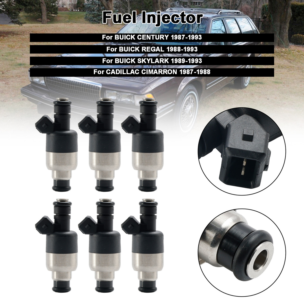 1987-1988 CADILLAC CIMARRON 6PCS Fuel Injector 5235136 Silver Generic