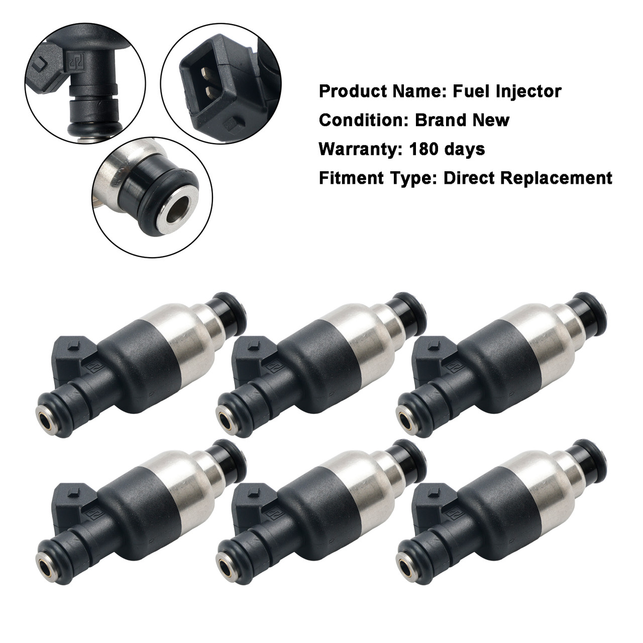 1987-1988 CADILLAC CIMARRON 6PCS Fuel Injector 5235136 Silver Generic