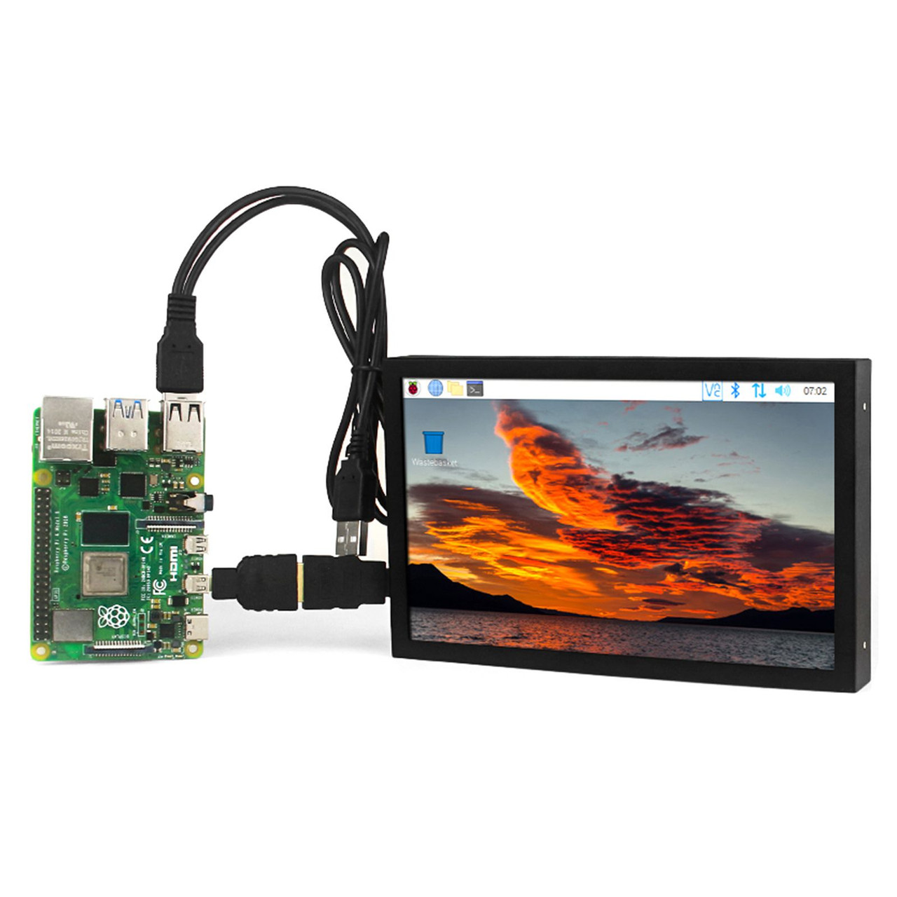 7-inch HD Display IPS Display VGA/AV/HDMI Interface Raspberry Pi PC Sub-Screen