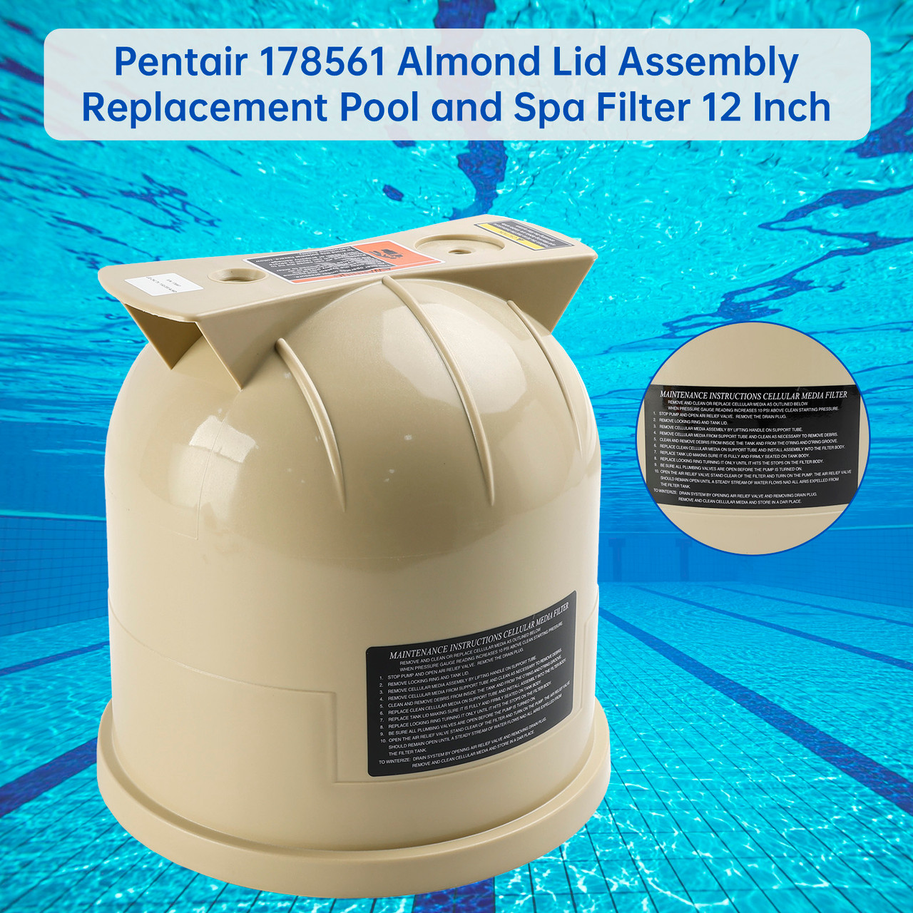Ersatzdeckel Für Clean & Clear Pool- Und Spa-Kartuschenfilter – Kompatibel Mit 50, 100, 11,6 M²