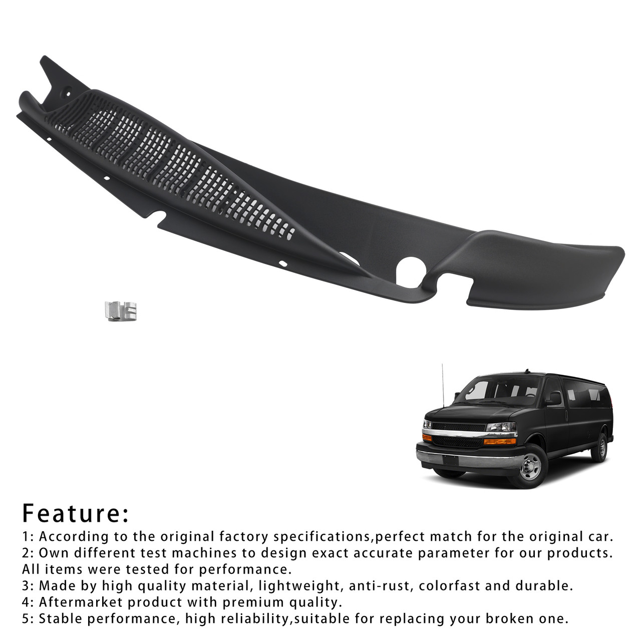 1996-2020 Chevy Express Savana Left Driver Side Windshield Wiper Cowl Vent 25826329 Generic