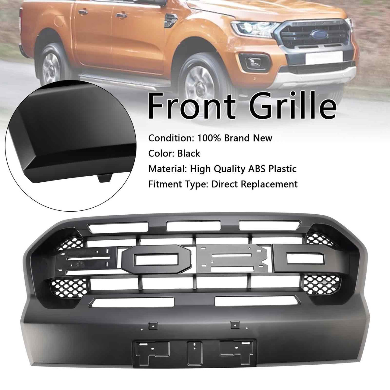 2019-2023 Ford Ranger T8 W/LED Raptor Style Front Bumper Grille Generic