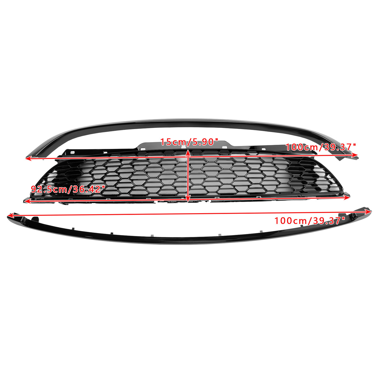2007-2015 Mini Cooper S R55 R56 R57 R58 R59 JCW Style 3PCS Gloss Black Front Grille Generic