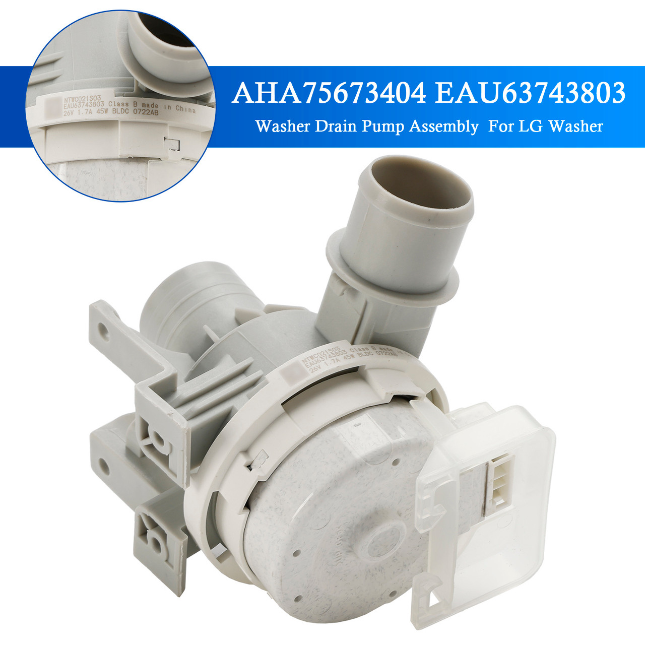 AHA75673404 EAU63743803 Washer Drain Pump Assembly Replaces for LG Washer 