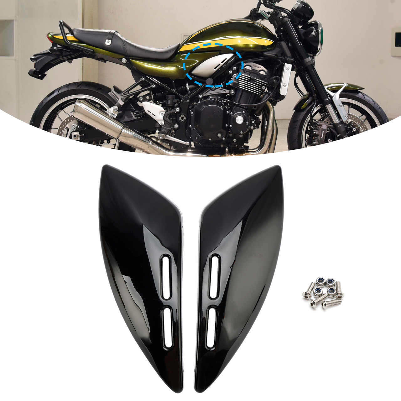 2018-2024 Kawasaki Z900RS Tank Side Panel Cover Fairing Black