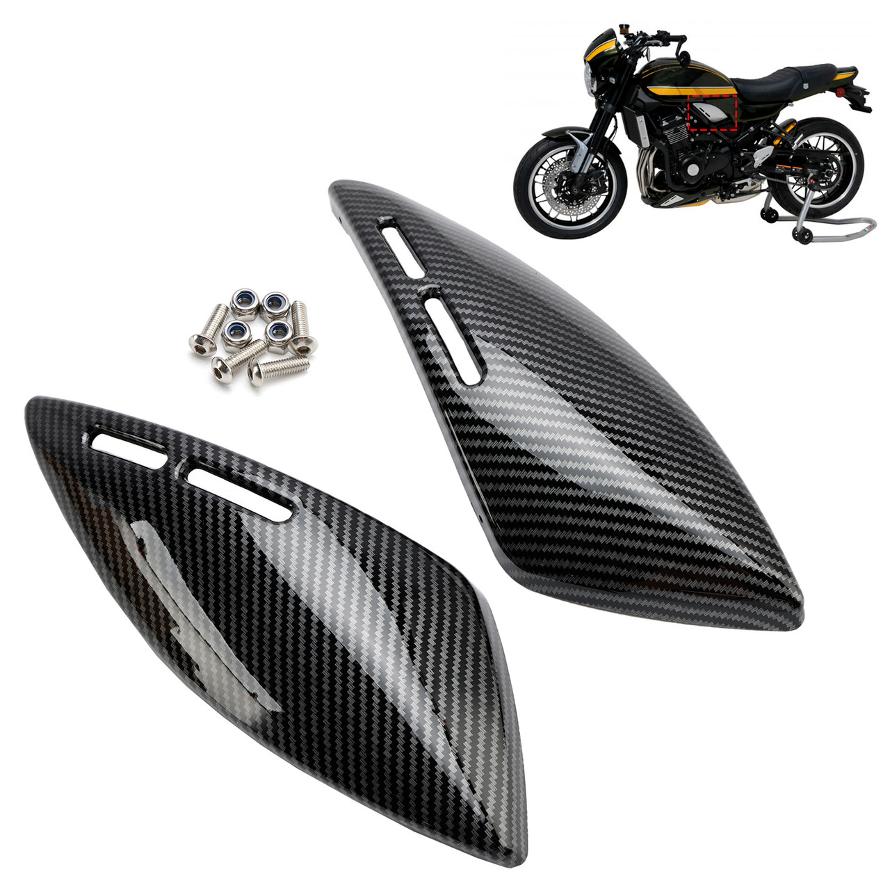 2018-2024 Kawasaki Z900RS Tank Side Panel Cover Fairing Carbon