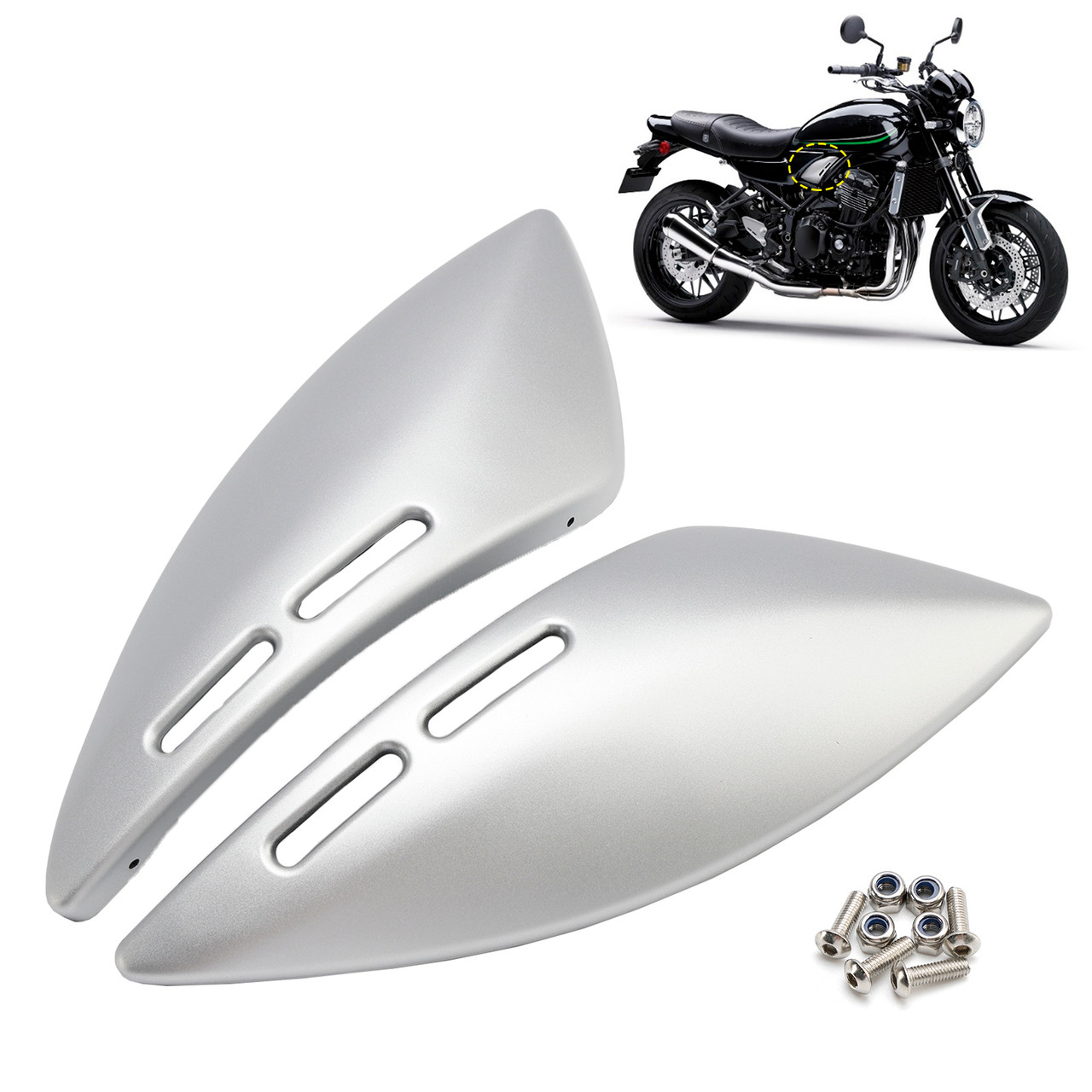 2018-2024 Kawasaki Z900RS Tank Side Panel Cover Fairing Silver