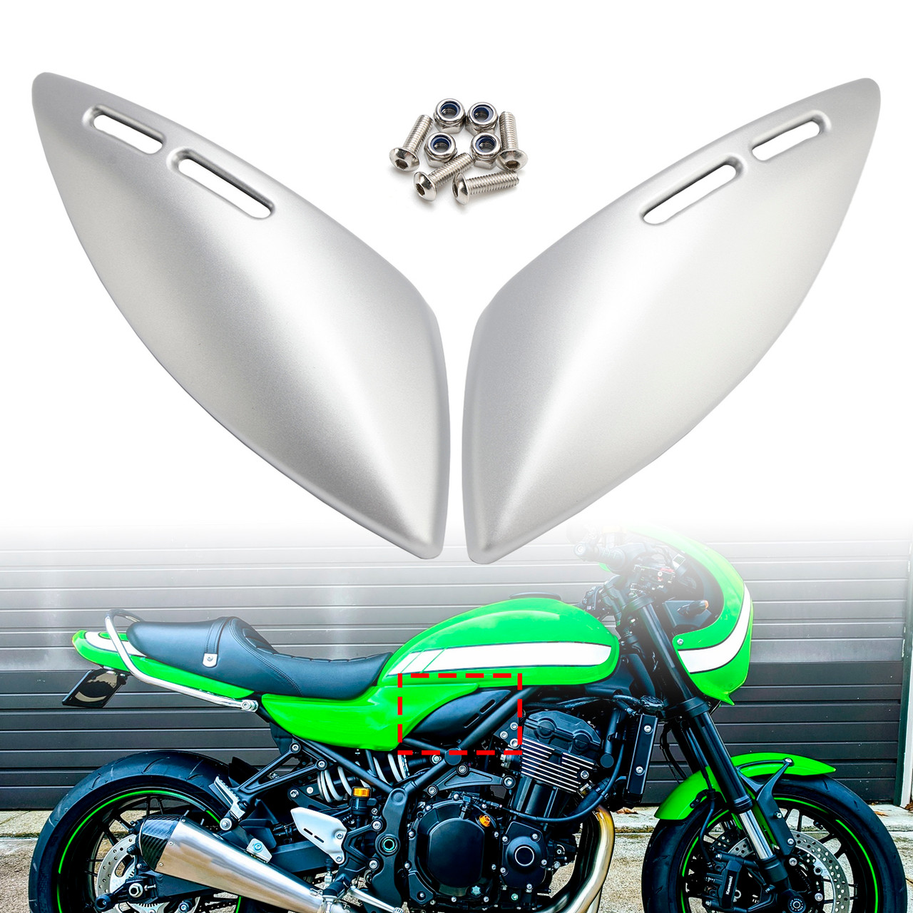 2018-2024 Kawasaki Z900RS Tank Side Panel Cover Fairing Silver