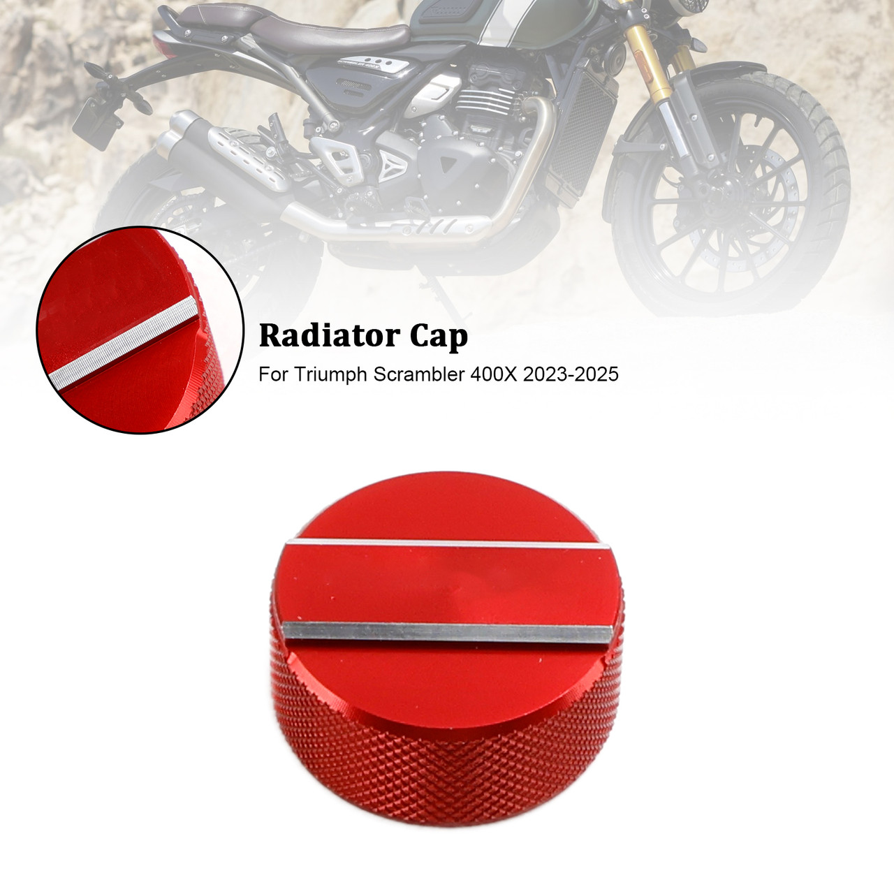 2023-2025 Scrambler 400X Radiator Cover coolant Cap Lid Red Generic