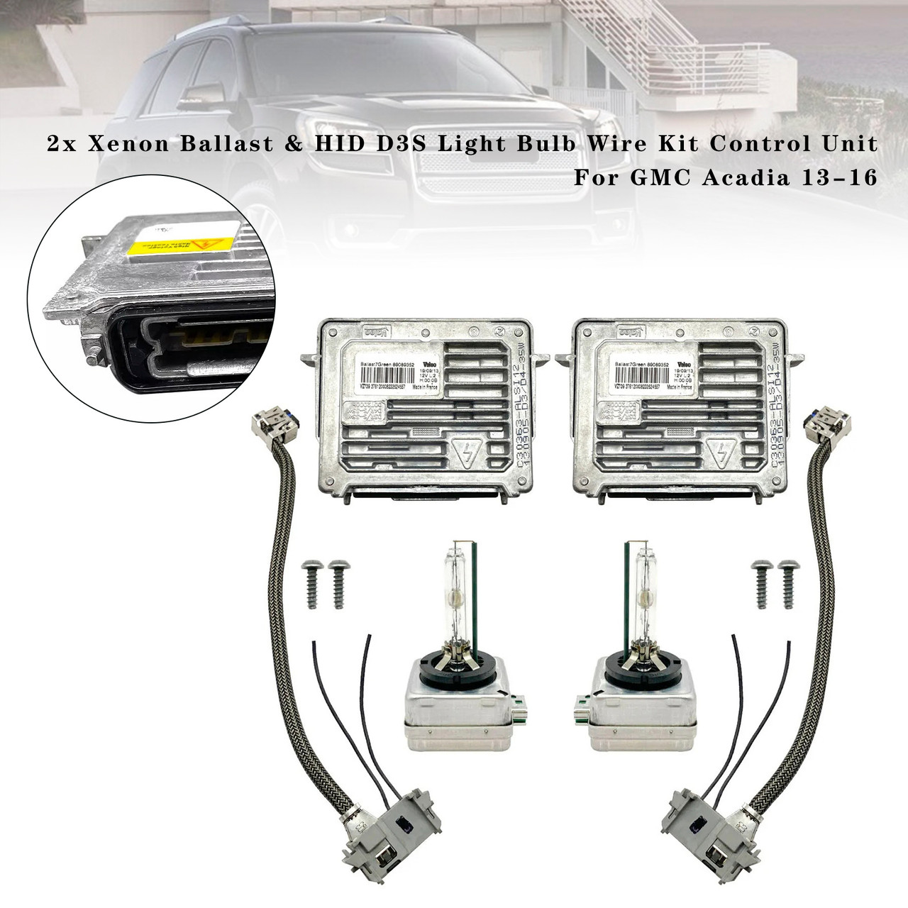 2013-2016 GMC Acadia 2x Xenon Ballast & HID D3S Light Bulb Wire