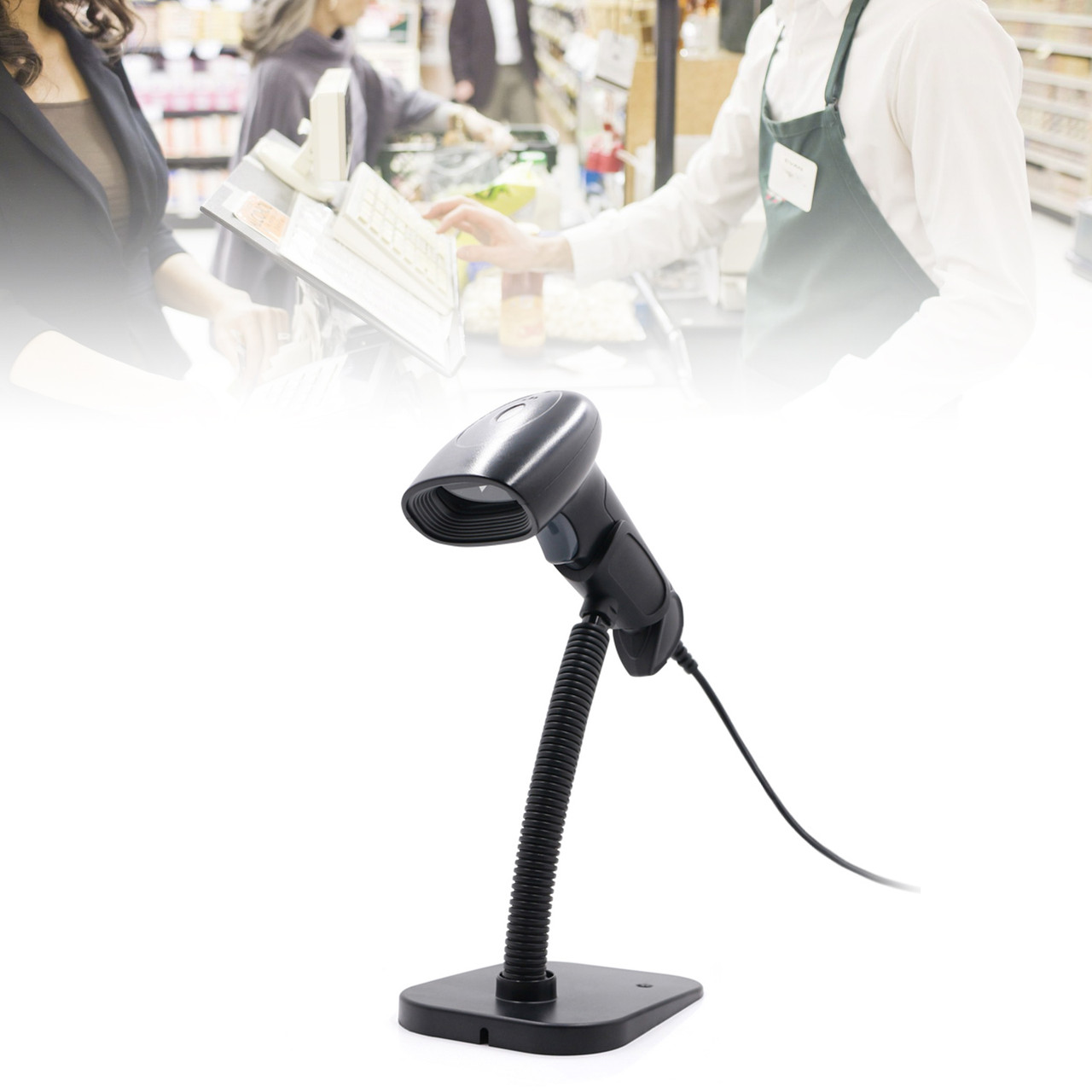 HS-22 Intelligent 1D + 2D Laser Scanner Bar Code Reader Handheld Gun with Stand
