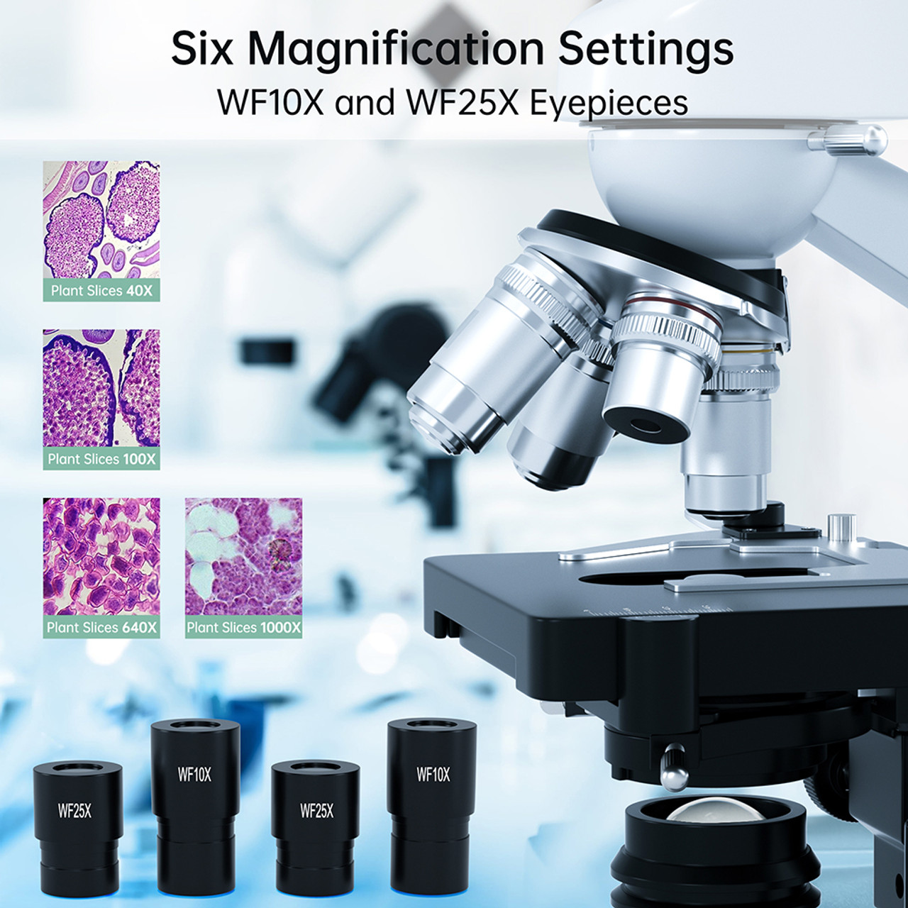 40X-2500X LED Lab Binocular Compound Microscope With 3D-Stage For Kid Students