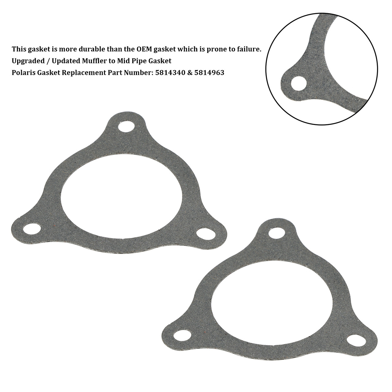 2PC 5814340 5814963 Upgraded Exhaust Gasket for Polaris RZR Turbo XP PRO 2016-2023