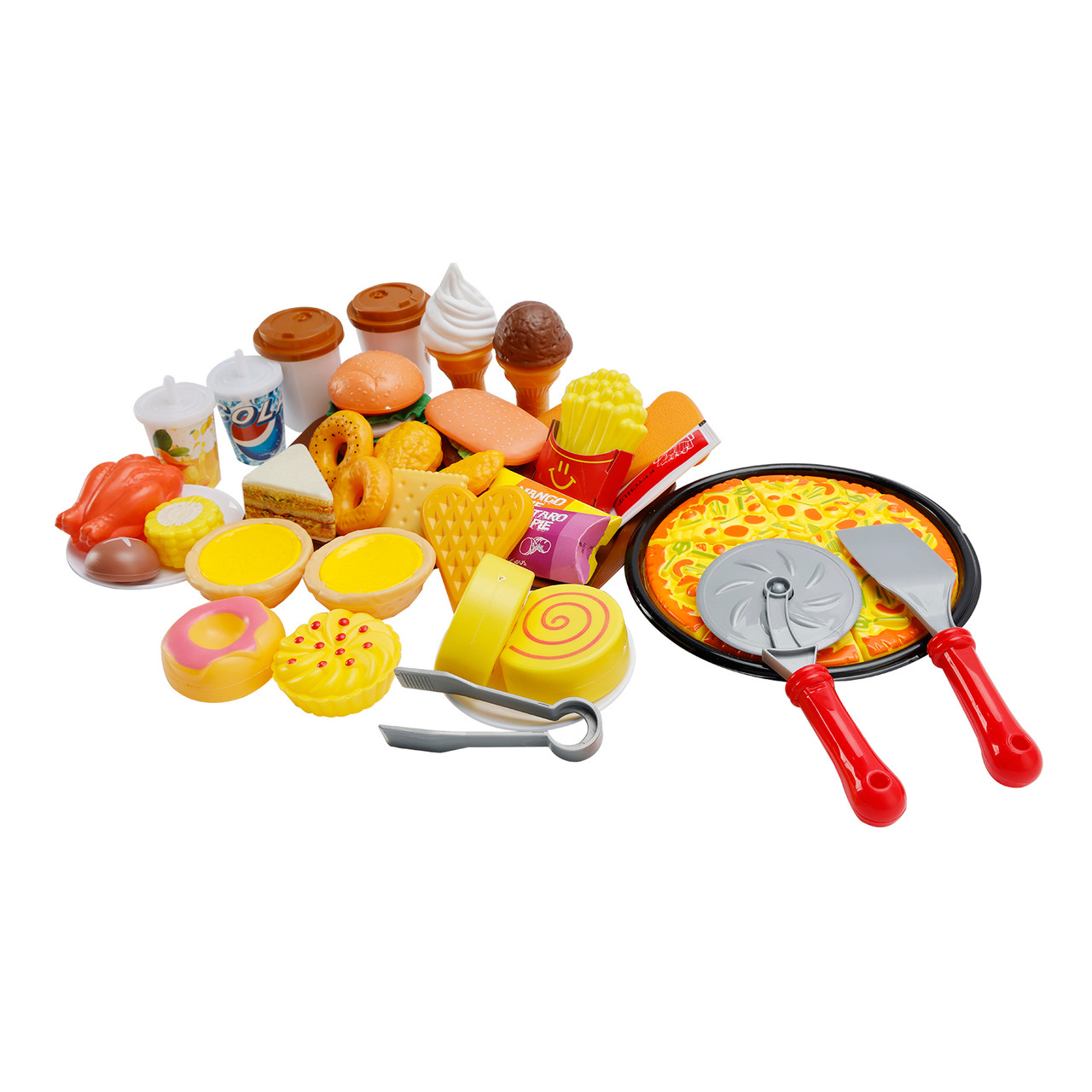 56Pcs Western Kitchen Simulated Food Toys Burger Pizza Children