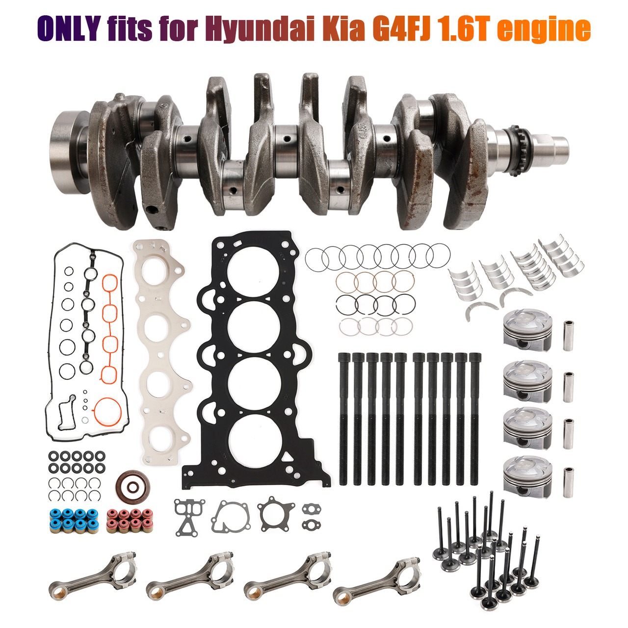 2012-on Kia Ceed Forte/K3/K4 KX3 Optima/K5 Seltos Soul Sportage G4FJ 1.6T Engine Overhaul Rebuild Kit Pistons Rods Gasket Kit Generic