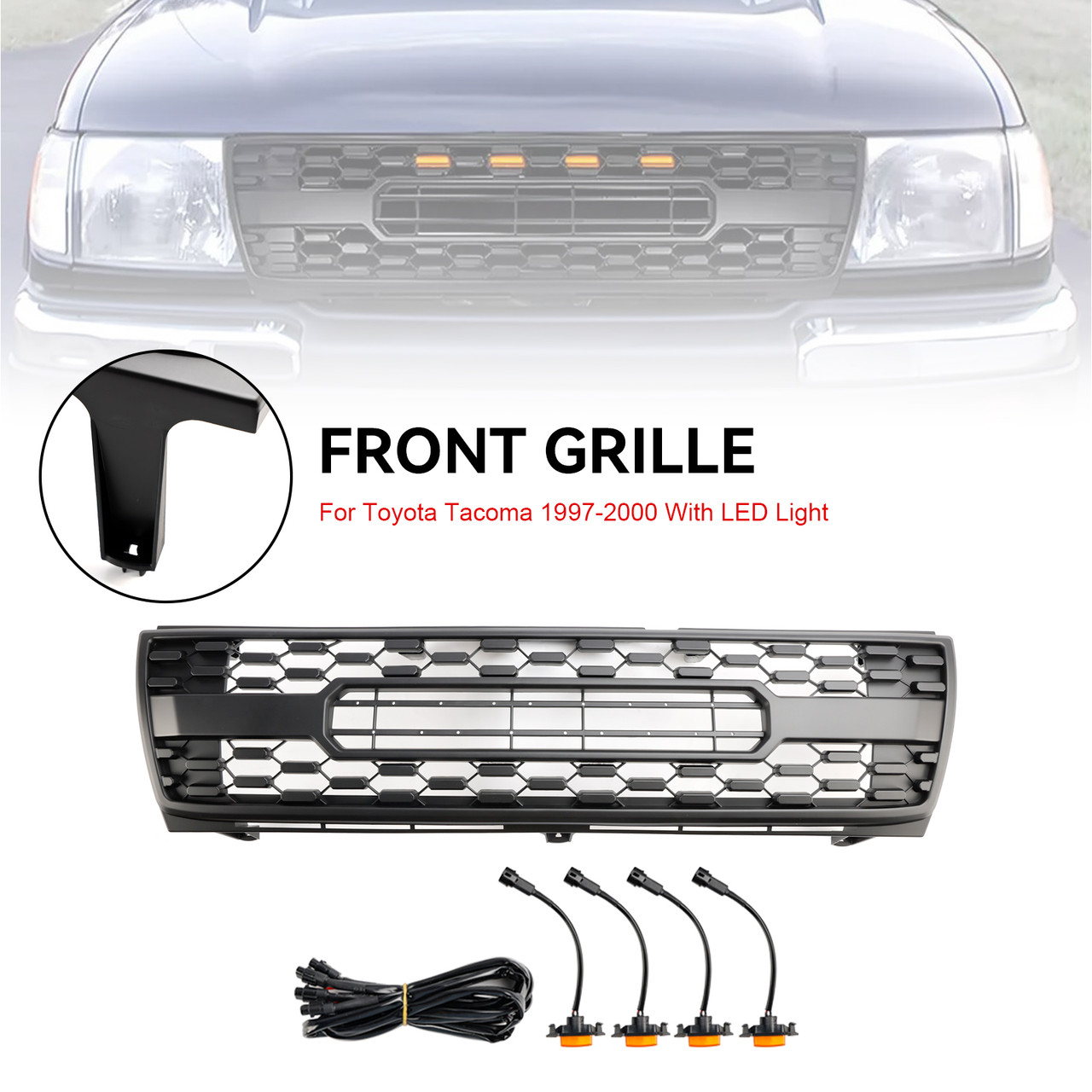 Evan-Fischer Front Bumper Cover Kit For 1998-2000 Toyota Tacoma – Textured, With Grille, 2pc