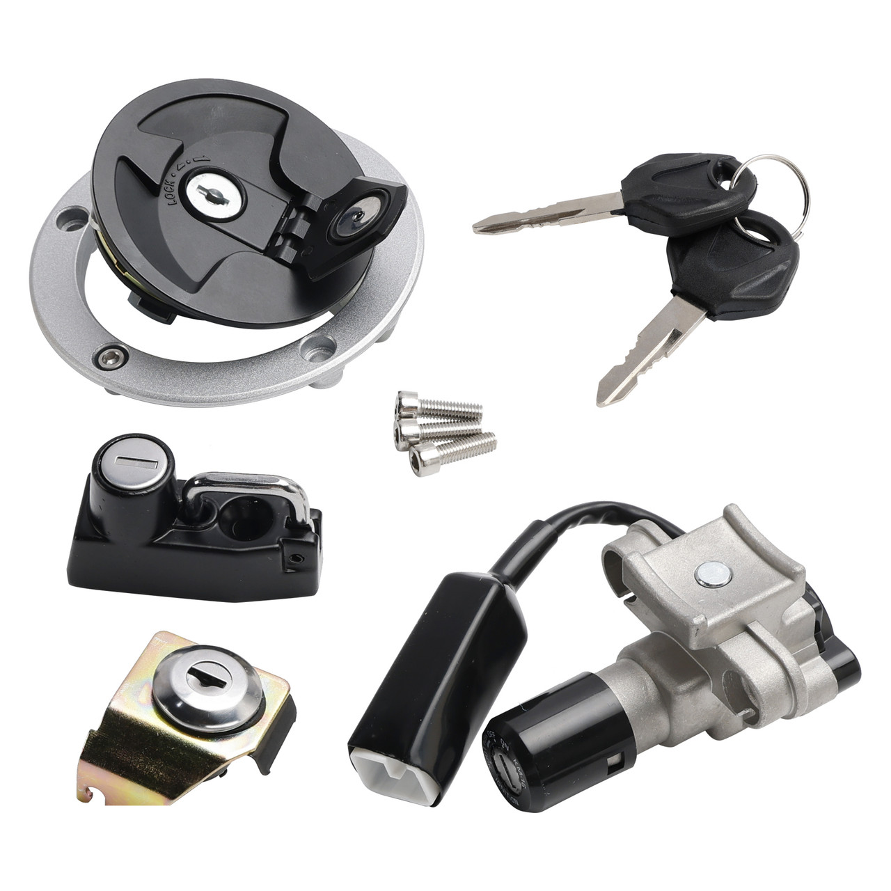 2017-2023 Kawasaki BR125 Z125 Pro Fuel Filler Cap Ignition Switch Lock Assy with Keys 27005-0612 Generic