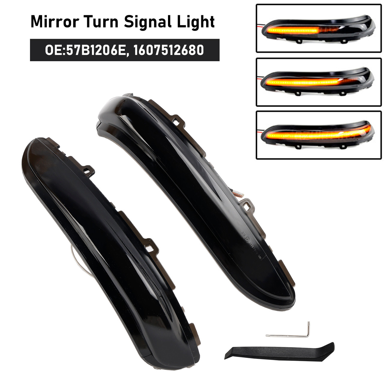 2016-2021 Citroen C3 C4 Smoked LED Sequential Side Mirror Turn Signal Light Generic