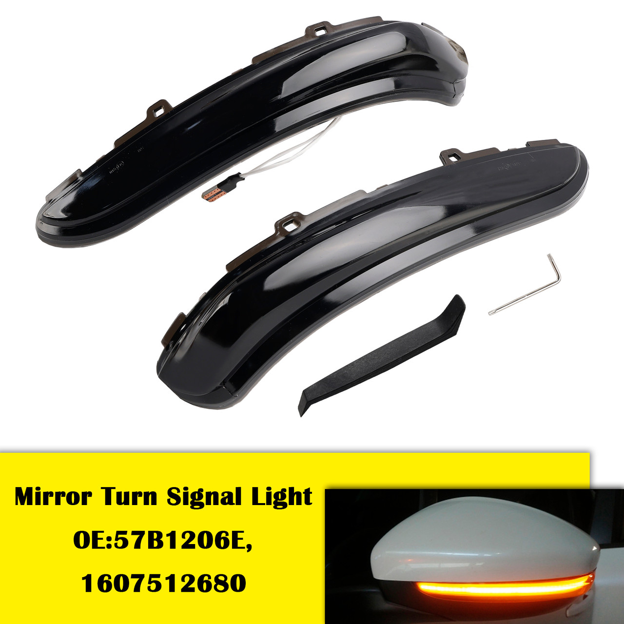 2016-2021 Citroen C3 C4 Smoked LED Sequential Side Mirror Turn Signal Light Generic