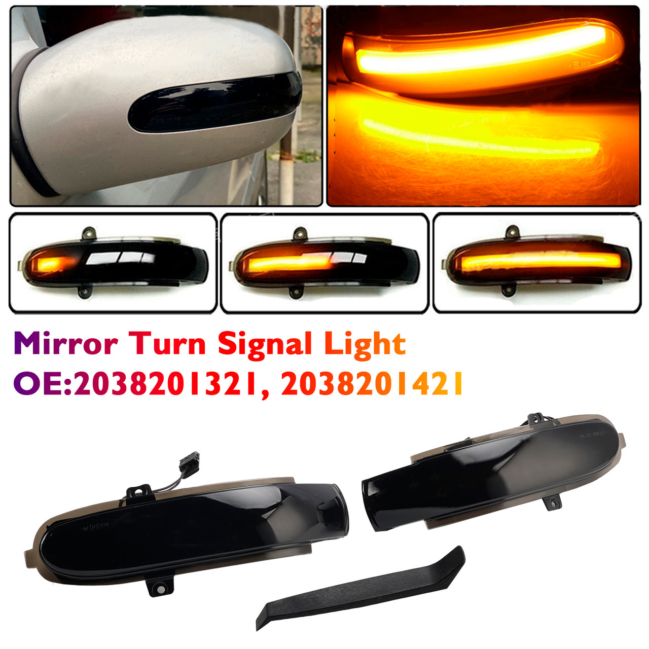 2002-2007 Mercedes-Benz G E Class Smoked LED Sequential Side Mirror Turn Signal Light Generic