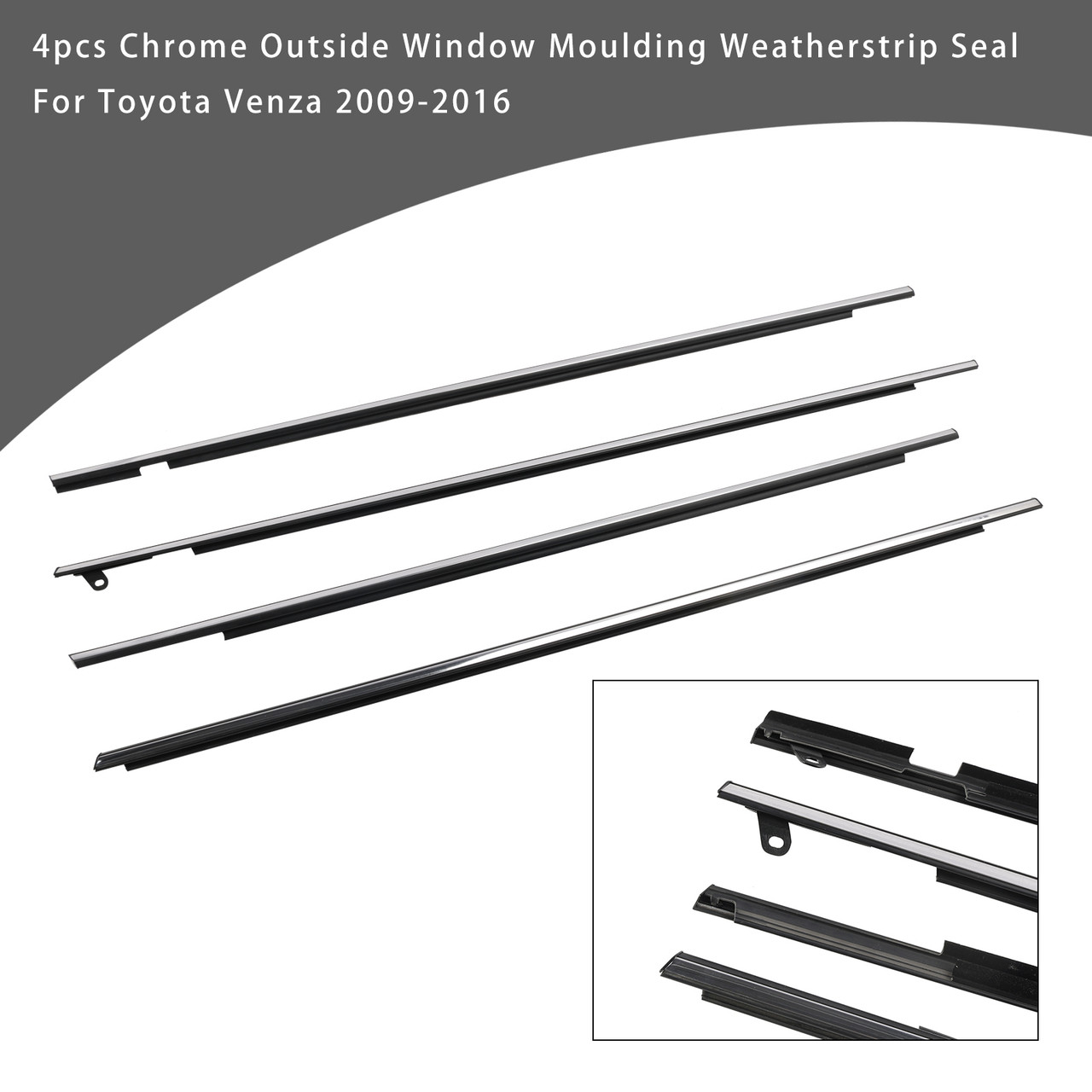 2009-2016 Toyota Venza 4pcs Chrome Outside Window Moulding