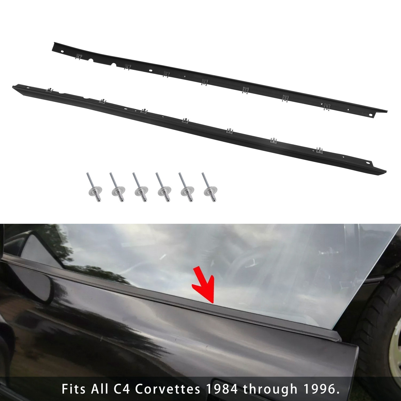 1984-1996 Corvette Driver + Passenger Sides Door Panel Outer Window Seals Generic 1984-1996 Corvette Driver + Passenger Sides Door Panel Outer Window Seals Generic