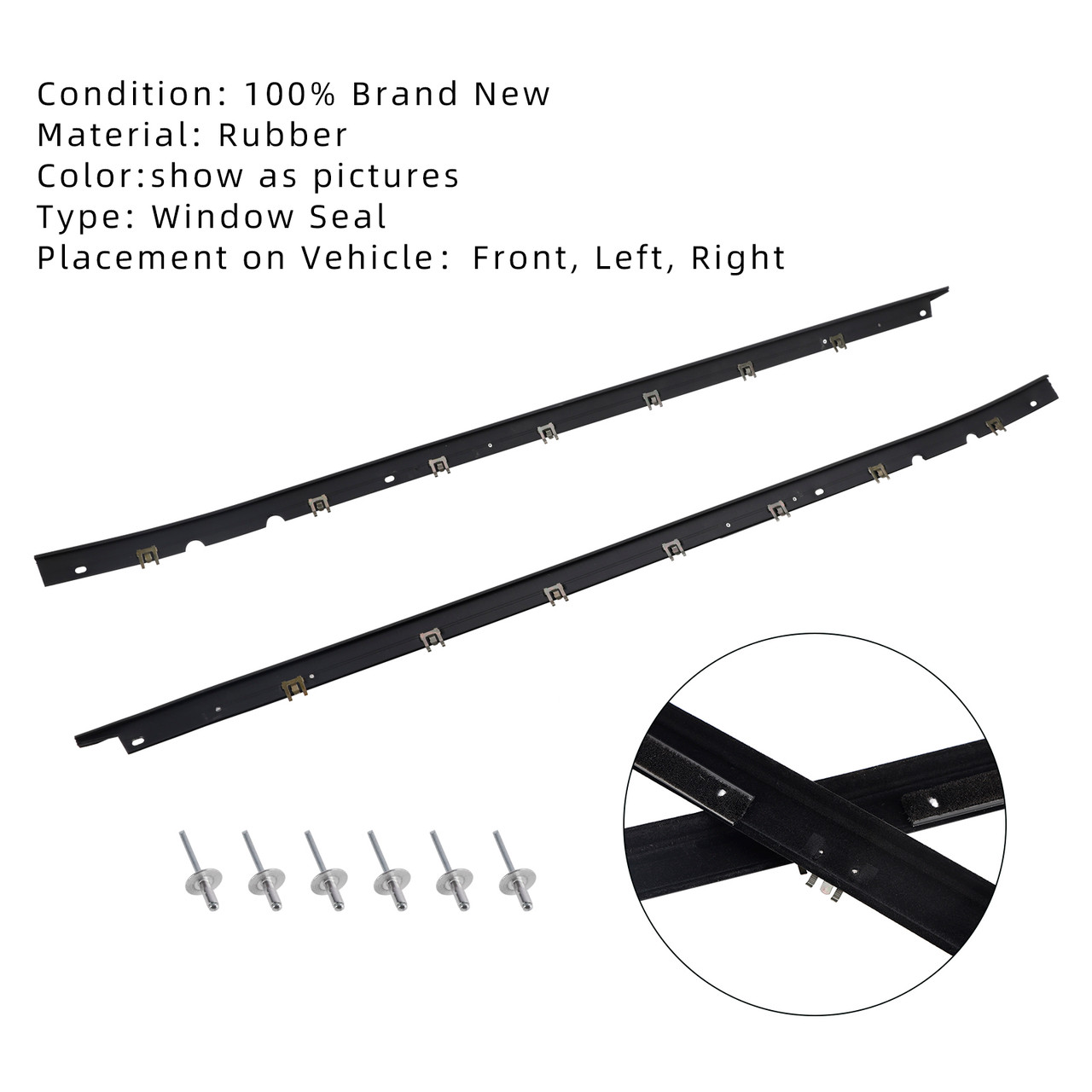 1984-1996 Corvette Driver + Passenger Sides Door Panel Outer Window Seals Generic 1984-1996 Corvette Driver + Passenger Sides Door Panel Outer Window Seals Generic