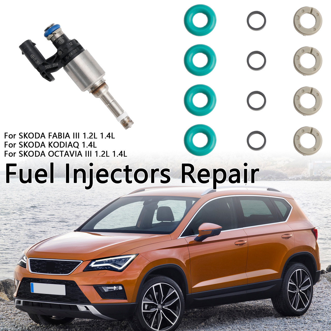 SKODA FABIA KODIAQ OCTAVIA RAPID SUPERB YETI 4PCS Fuel Injector Service Kit O-Ring 0261500354 Generic