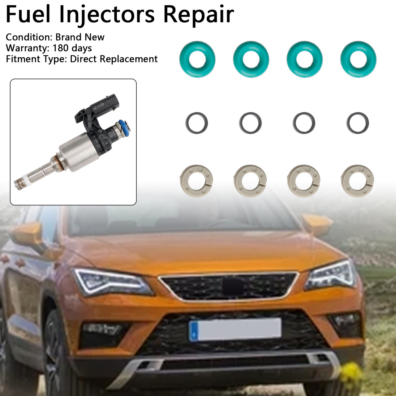 SKODA FABIA KODIAQ OCTAVIA RAPID SUPERB YETI 4PCS Fuel Injector Service Kit O-Ring 0261500354 Generic