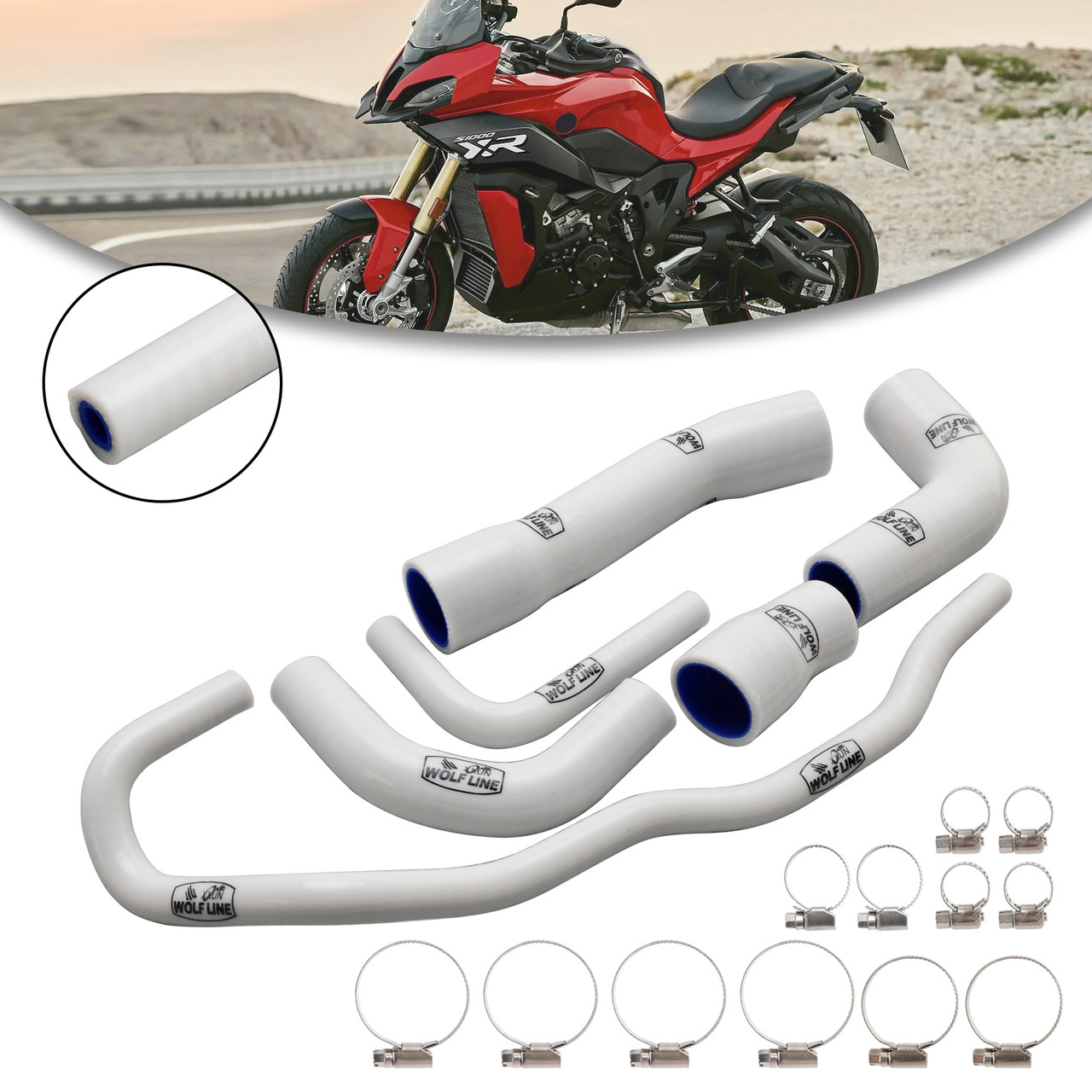 2021-2024 BMW S1000XR Silicone Radiator coolant Hose kit White Generic