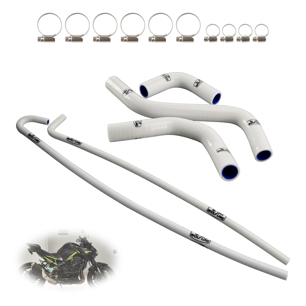2017-2024 Kawasaki Z900 Silicone Radiator coolant Hose kit White Generic