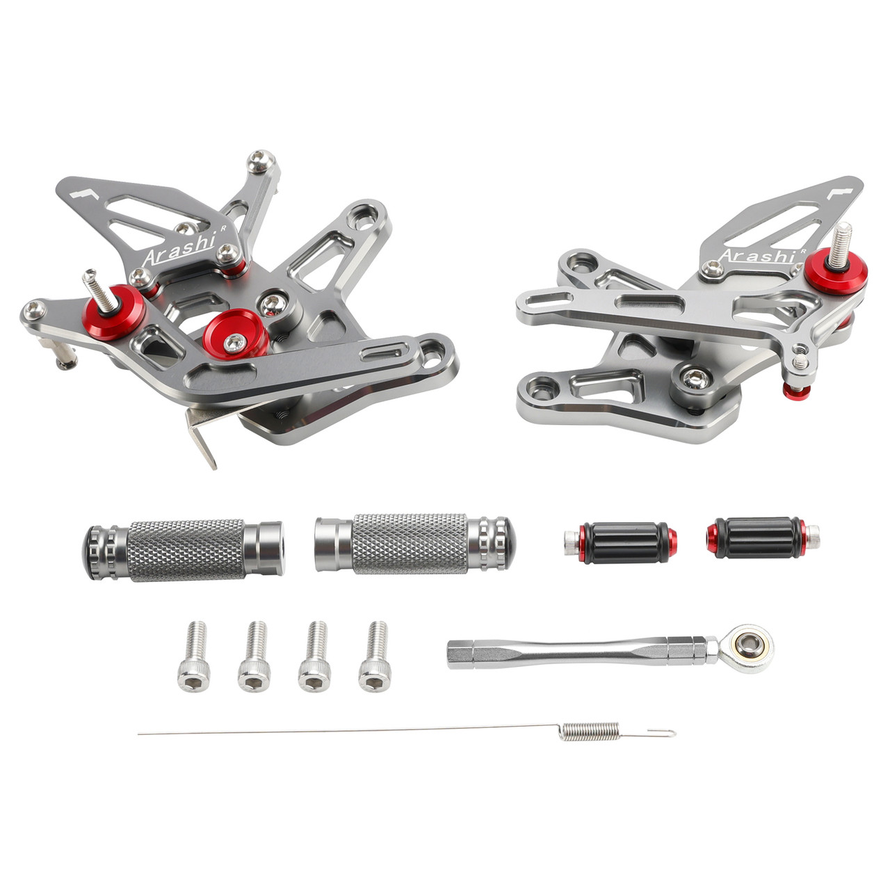 Racing Adjustable Rearsets Foot Pegs Gray For Kawasaki ZX6R ZX-6R