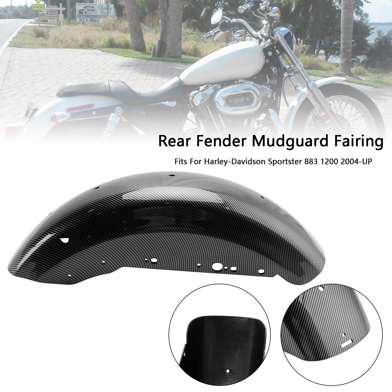 2004-UP Sportster 883 1200 Rear Fender Mudguard Fairing Carbon Generic
