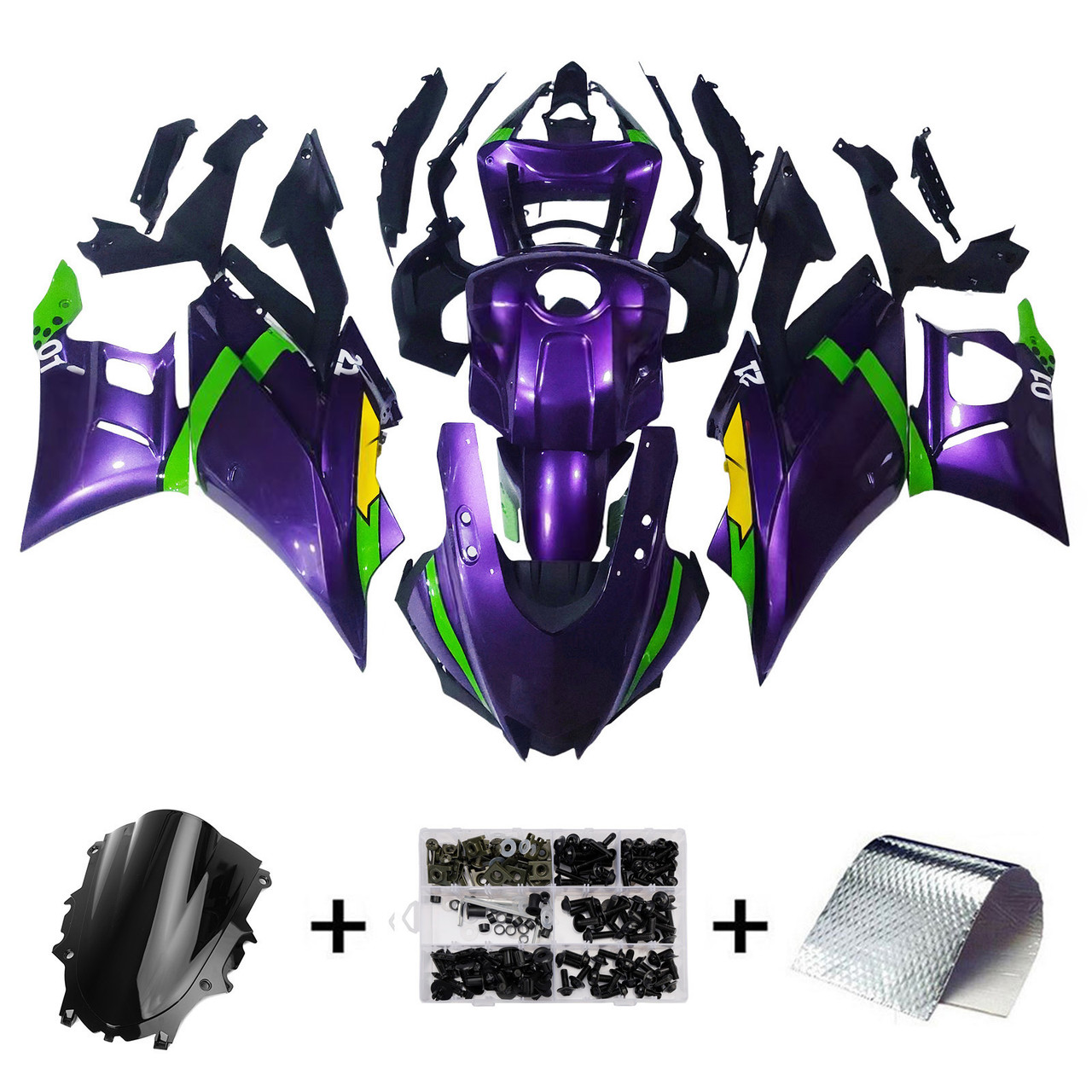 2022-2023 Yamaha YZF-R3 R25 Purple&Green Fairing Kit