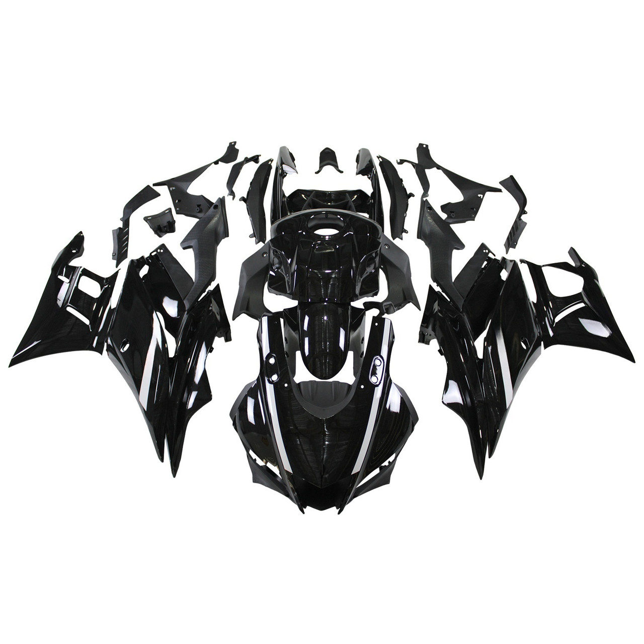2022-2024 Yamaha YZF-R3 R25 Black with White Accents Fairing Kit