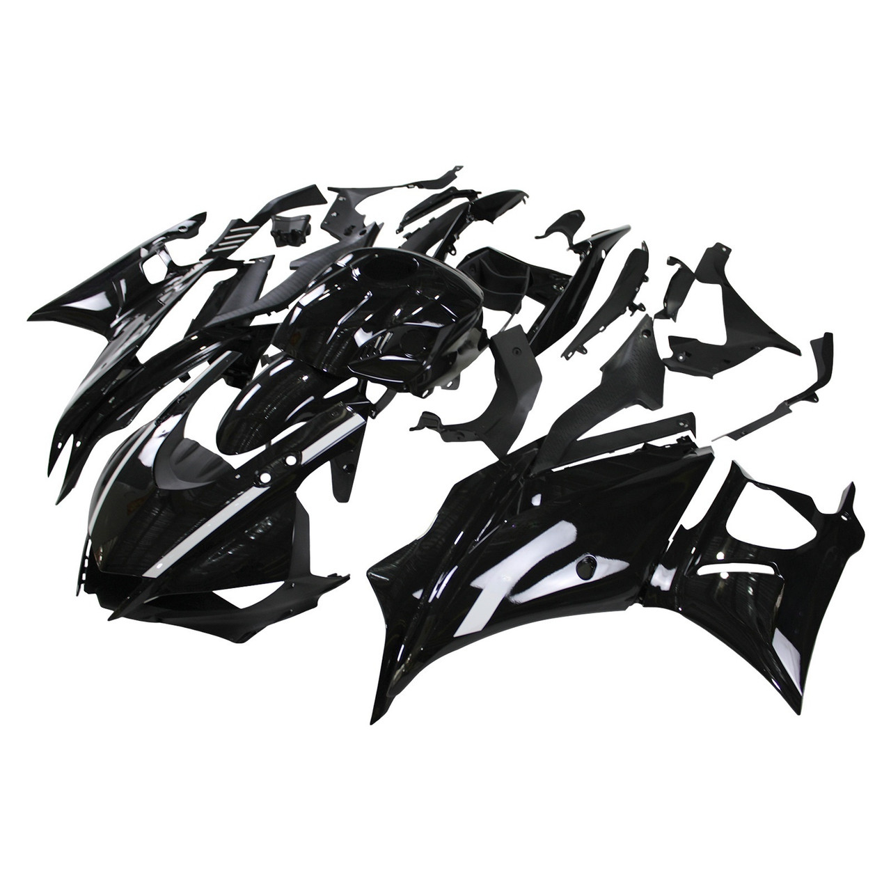 2022-2024 Yamaha YZF-R3 R25 Black with White Accents Fairing Kit