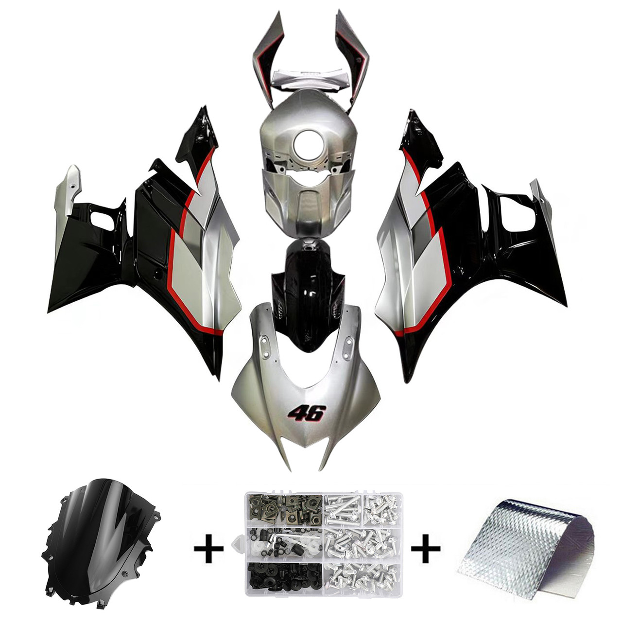 2022-2023 Yamaha YZF-R3 R25 Silver&Black Fairing Kit