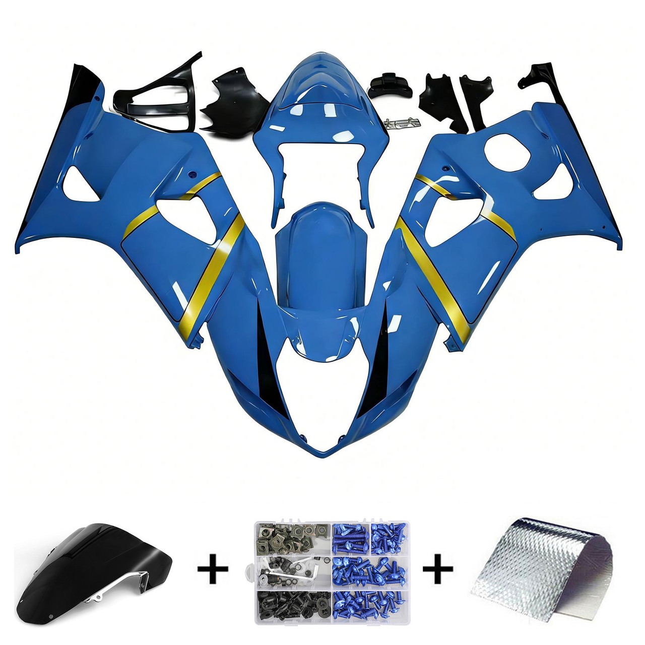 2003-2004 K3 GSXR1000 Suzuki Blue with Yellow Accents Fairing Kit