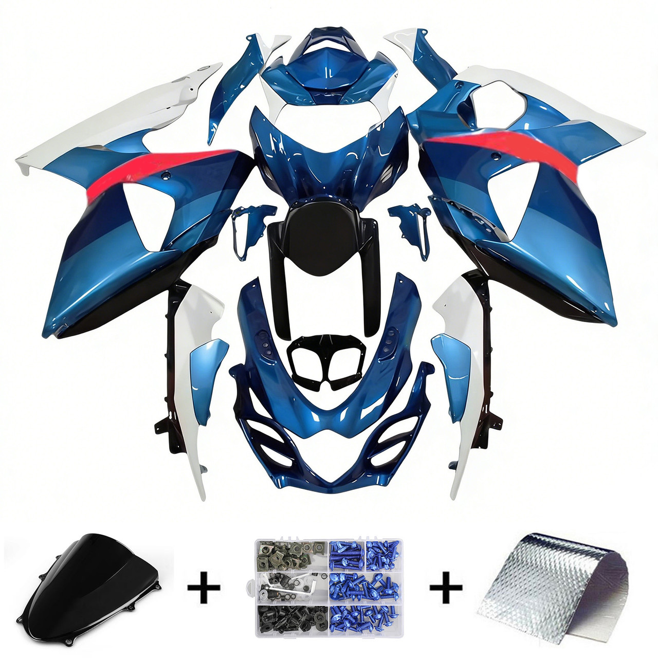 2009-2016 K9 GSXR1000 Suzuki White&Blue Style6 Fairing Kit