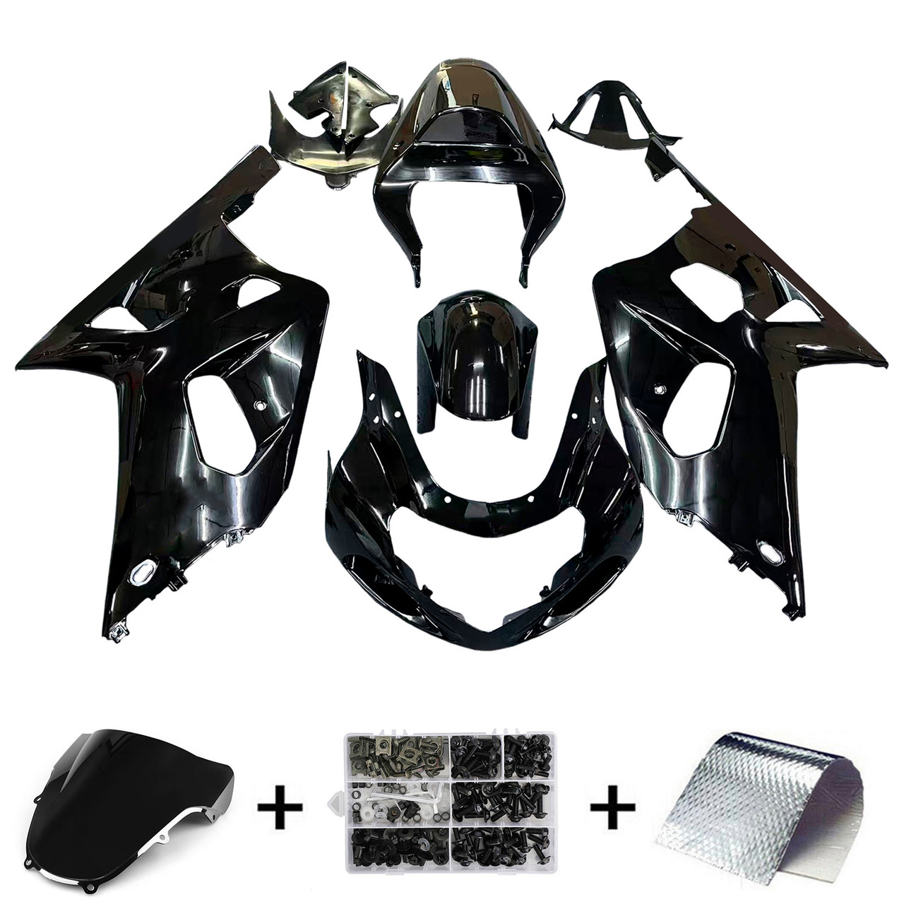 2001-2003 GSXR600 2000-2003 GSXR750 K1 Suzuki Gloss Black with Gold Logo Fairing Kit