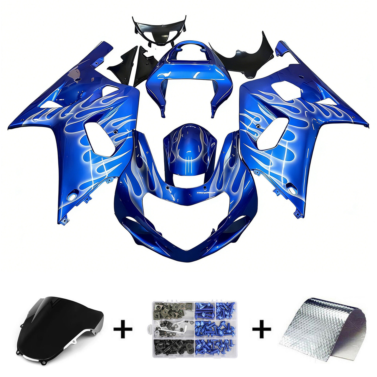 2001-2003 GSXR600 2000-2003 GSXR750 K1 Suzuki Blue with Flame Fairing Kit
