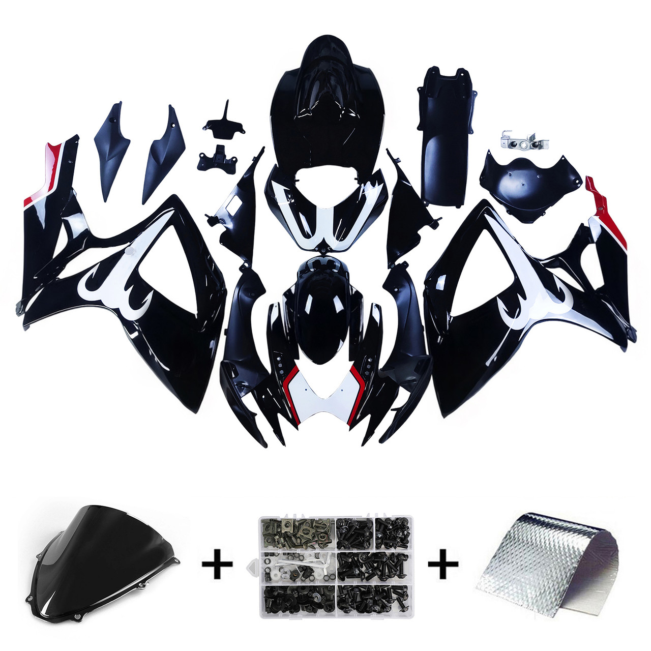 2006-2007 K6 GSXR 600/750 Suzuki Black&White Accents Fairing kit
