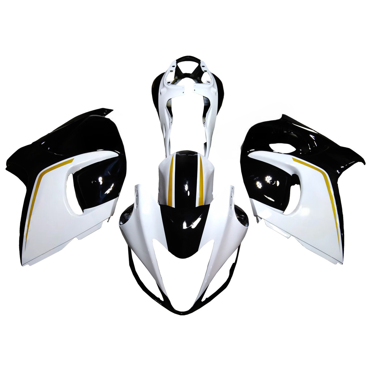 2008-2020 GSX1300R Hayabusa Suzuki White with Gold Logo Fairing Kit