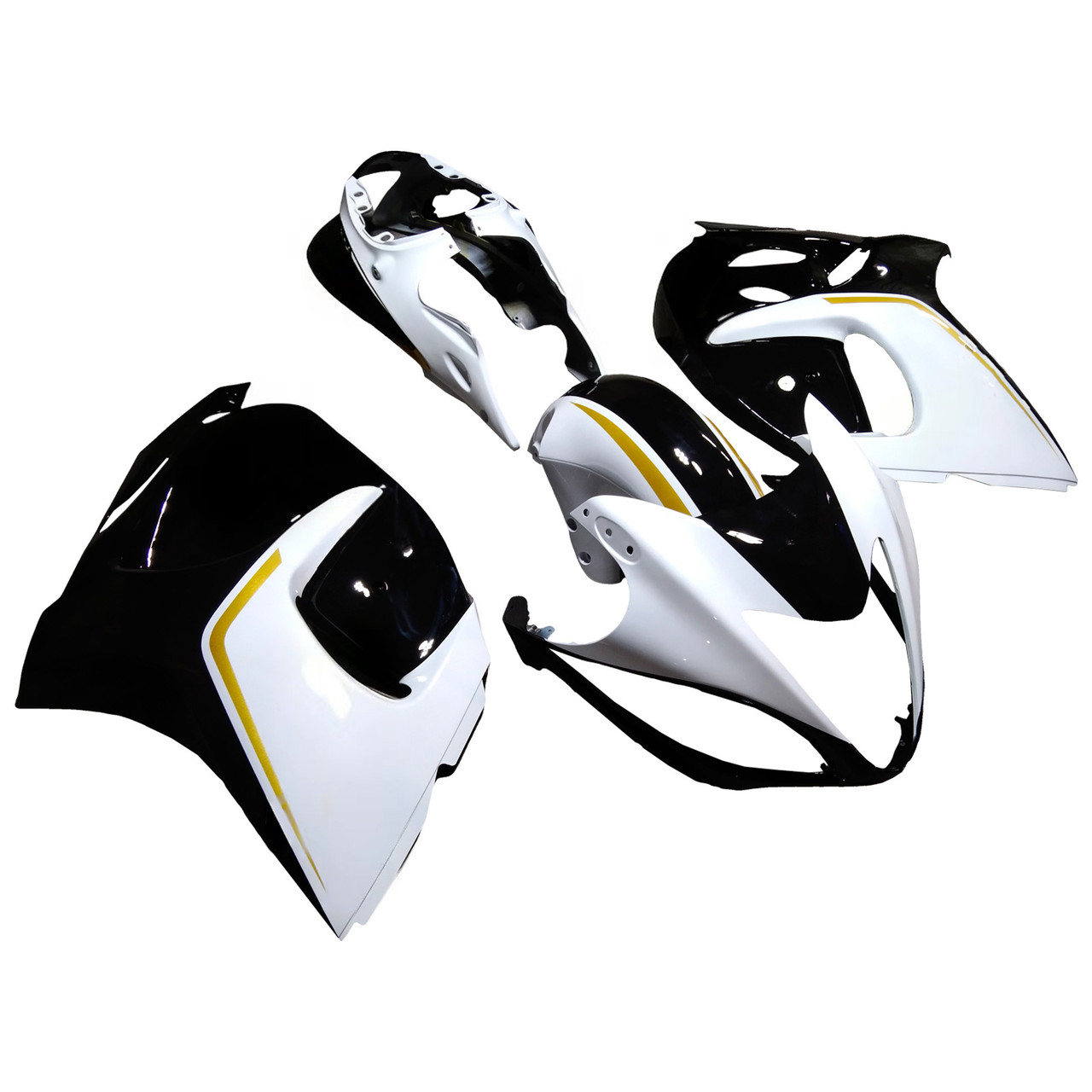 2008-2020 GSX1300R Hayabusa Suzuki White with Gold Logo Fairing Kit
